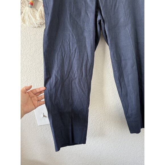 J. jill Linen Stretch Navy Pull On Straight Leg Pant Coastal Minimalist Modest L - Picture 4 of 9